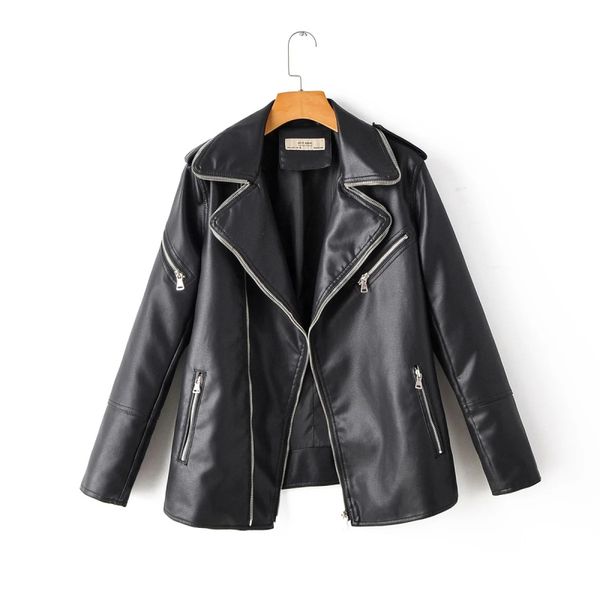 vintage loose ladies pu leather coats spring moto style women jackets black fashion female coat casual girls jacket 210427
vintage loose ladies pu leather coats spring moto style women jackets black fashion female coat casual girls jacket 210427