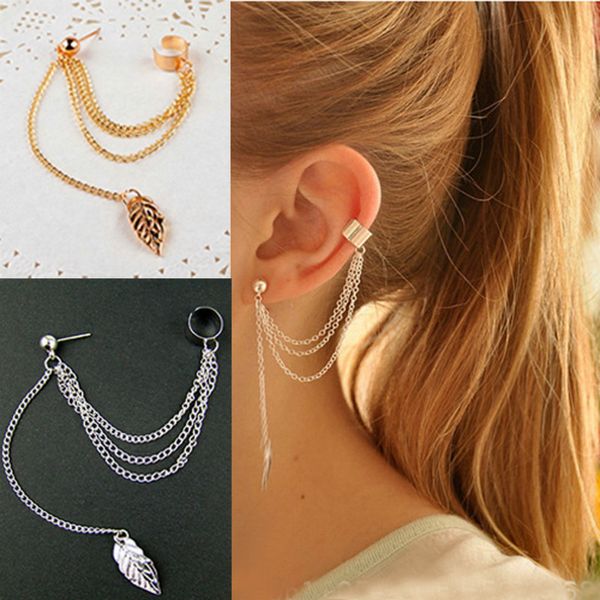 1pcs earrings cuffs jewelry fashion personality metal ear clip leaf tassel earring for women gift pendientes cuff caught, Silver
1pcs earrings cuffs jewelry fashion personality metal ear clip leaf tassel earring for women gift pendientes cuff caught, Silver