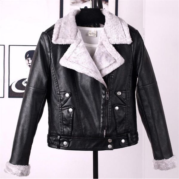 women's leather & faux jacket female women fur coat winter jackets zipper ladies slim short motorcyle biker punk warm outerwear, Black
women's leather & faux jacket female women fur coat winter jackets zipper ladies slim short motorcyle biker punk warm outerwear, Black