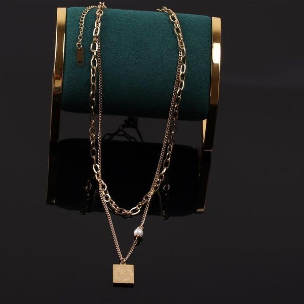women's double layer necklace pendant stainless steel square brand titanium hip hop geometric party jewelry chains, Silver
women's double layer necklace pendant stainless steel square brand titanium hip hop geometric party jewelry chains, Silver
