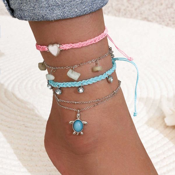 hand woven blue pink love rope natural gravel turtle artificial crystal tassel foot chain 4-piece set, Red;blue
hand woven blue pink love rope natural gravel turtle artificial crystal tassel foot chain 4-piece set, Red;blue
