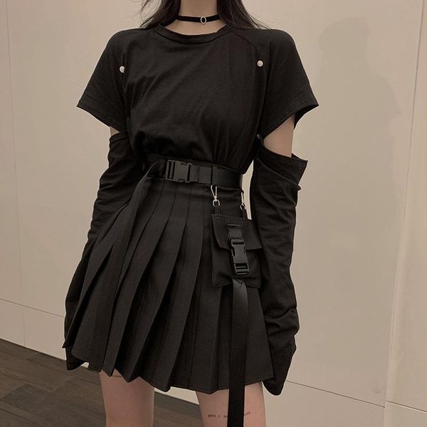 women's tracksuits black set a-line women mini high waist skirt streetwear punk style side pocket fashion design pleated, Gray
women's tracksuits black set a-line women mini high waist skirt streetwear punk style side pocket fashion design pleated, Gray