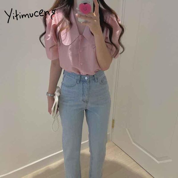 women's blouses & shirts yitimuceng button up shirt women office lady korean fashion blouse apricot pink short puff sleeve straight 20, White
women's blouses & shirts yitimuceng button up shirt women office lady korean fashion blouse apricot pink short puff sleeve straight 20, White