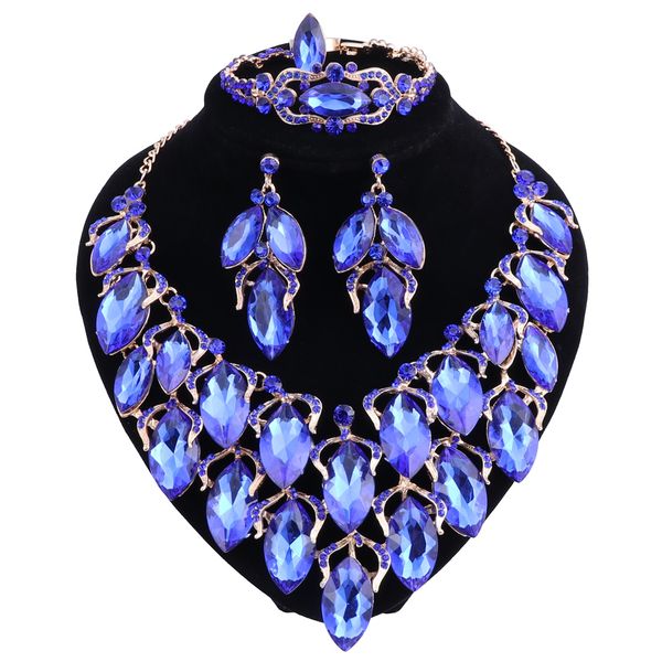 selling new fashion gold-color crystal necklace earrings bracelet ring for women african bridal wedding jewelry sets, Black
selling new fashion gold-color crystal necklace earrings bracelet ring for women african bridal wedding jewelry sets, Black