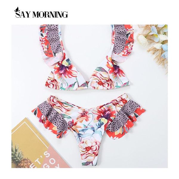 women's swimwear say morning 2021 leopard leaf pattern multicolor printing ruffled split wooden ear side bikini swimsuit bathing suits, White;black
women's swimwear say morning 2021 leopard leaf pattern multicolor printing ruffled split wooden ear side bikini swimsuit bathing suits, White;black