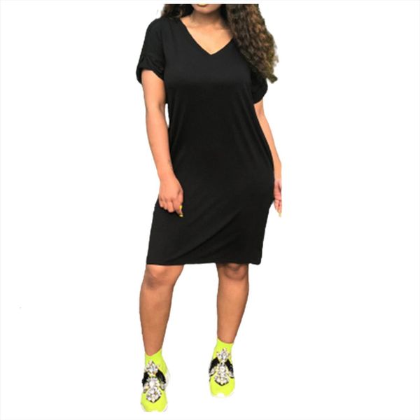 casual t shirt summer women dresses v neck short sleeve mini with pockets solid color vintage g4, Black;gray
casual t shirt summer women dresses v neck short sleeve mini with pockets solid color vintage g4, Black;gray