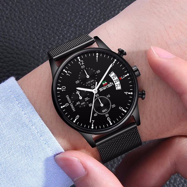 wristwatches swish 2021 black watch men stainless steel casual sports military chronograph wristwatch luminous quartz watches male reloj, Slivery;brown
wristwatches swish 2021 black watch men stainless steel casual sports military chronograph wristwatch luminous quartz watches male reloj, Slivery;brown