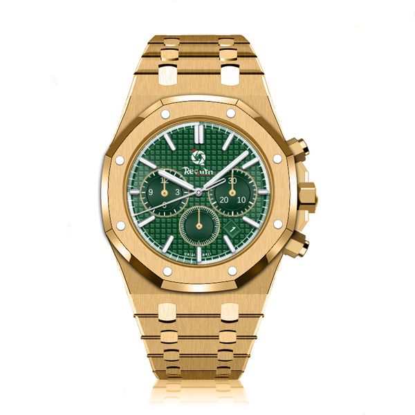 men's automatic mechanical watch requin gold stainless steel case royal six hands multifunction dial oak, Slivery;brown 
men's automatic mechanical watch requin gold stainless steel case royal six hands multifunction dial oak, Slivery;brown