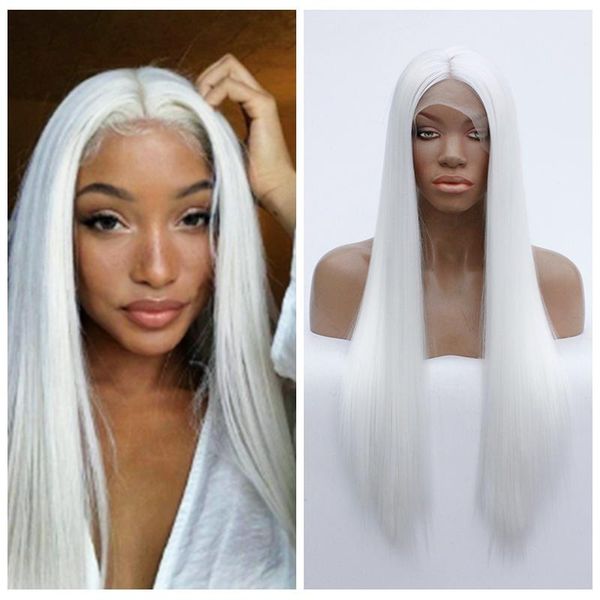 synthetic wigs white color hair lace front with natural hairline silky straight glueless for women cosplay and daily, Black
synthetic wigs white color hair lace front with natural hairline silky straight glueless for women cosplay and daily, Black