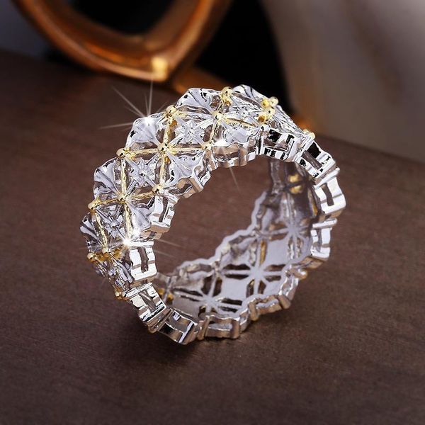 luxury solid 925 sterling silver wedding promise rings for women retro hollow anniversary engagement banquet finger ring cluster, Golden;silver
luxury solid 925 sterling silver wedding promise rings for women retro hollow anniversary engagement banquet finger ring cluster, Golden;silver
