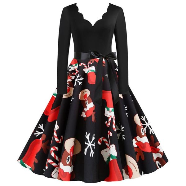 casual dresses christmas women for party and wedding elegant print long sleeve v-neck vintage evening swing dress, Black;gray
casual dresses christmas women for party and wedding elegant print long sleeve v-neck vintage evening swing dress, Black;gray