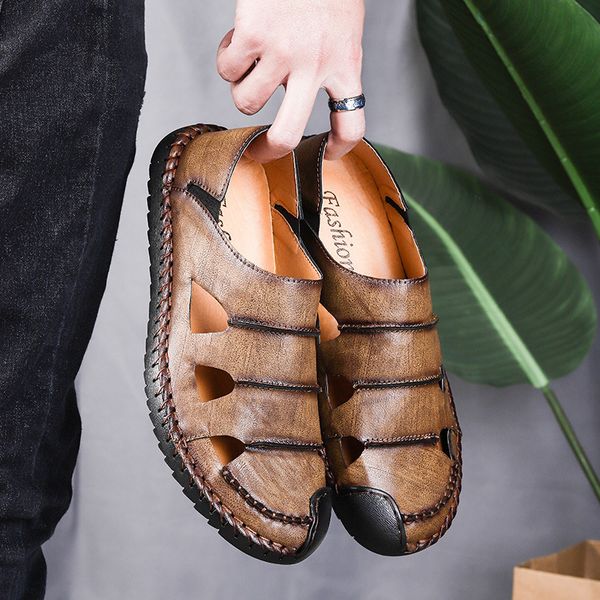 slippers large size men's shoes summer sandals baotou super fiber leather leisure driving hollow out sxlj, Black
slippers large size men's shoes summer sandals baotou super fiber leather leisure driving hollow out sxlj, Black