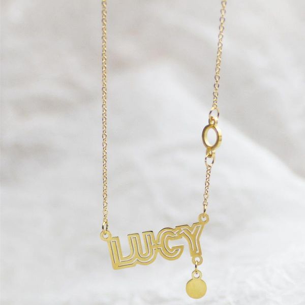 pendant necklaces retro necklace titanium steel plated 14k gold hollow lucy letter fashion joker women, Silver
pendant necklaces retro necklace titanium steel plated 14k gold hollow lucy letter fashion joker women, Silver