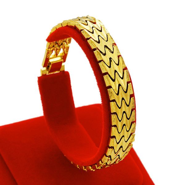 16 optional men's bracelets extra wide brass chain with real gold plated 24k watch buckle, Black
16 optional men's bracelets extra wide brass chain with real gold plated 24k watch buckle, Black