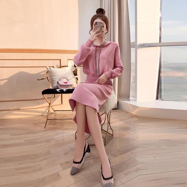 two piece dress set women's autumn fashion hooded solid color shirt with skirt 2sets of temperament commuter sweater two-piece, White
two piece dress set women's autumn fashion hooded solid color shirt with skirt 2sets of temperament commuter sweater two-piece, White