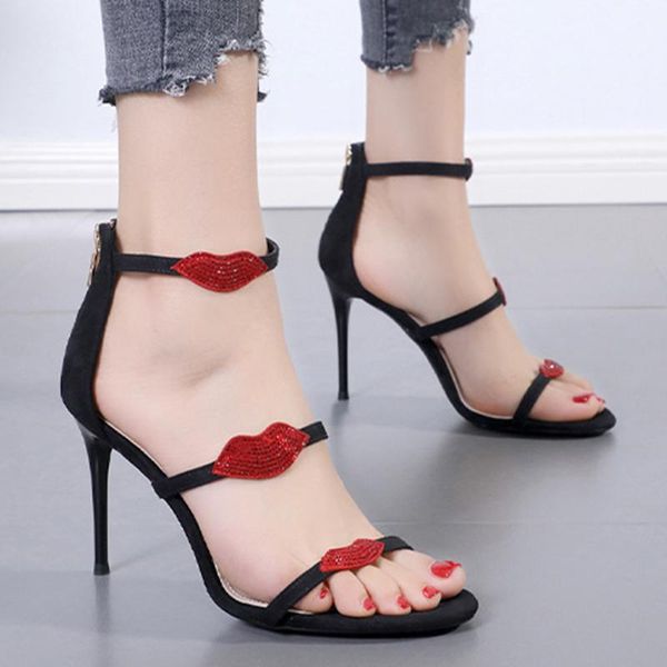 crystal red lip gladiator sandals women stiletto ultra high heels shoes woman zipper narrow band cover sandalias, Black
crystal red lip gladiator sandals women stiletto ultra high heels shoes woman zipper narrow band cover sandalias, Black