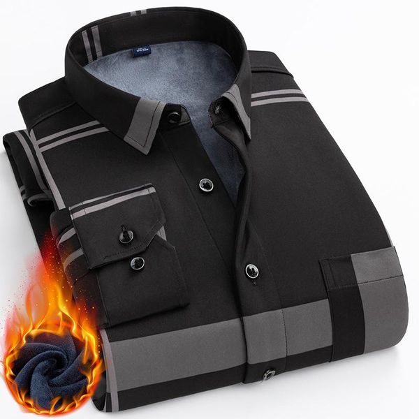 men's casual shirts 2021 fashion business shirt blouse man winter thick warm print lattice plus velvet thickening dress, White;black
men's casual shirts 2021 fashion business shirt blouse man winter thick warm print lattice plus velvet thickening dress, White;black