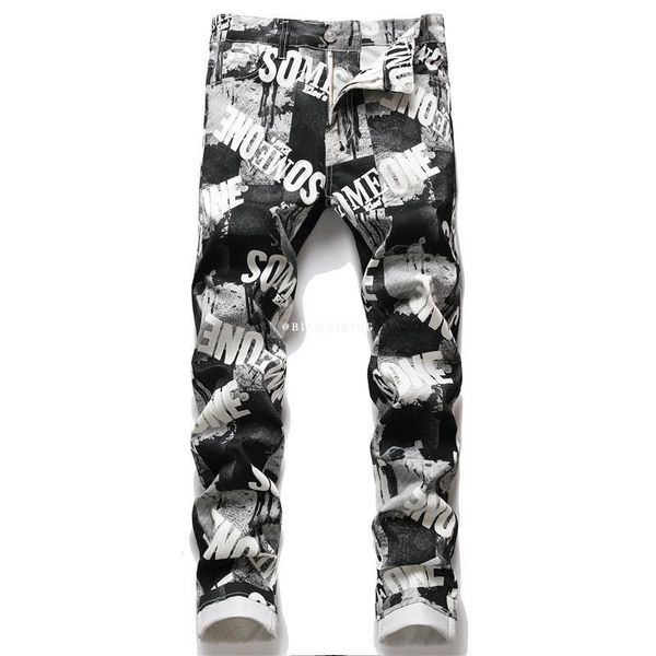 men's jeans 2021 autumn spring skateboard streetwear hip hop punk stretch print bike trendy straight denim trouers, Blue
men's jeans 2021 autumn spring skateboard streetwear hip hop punk stretch print bike trendy straight denim trouers, Blue