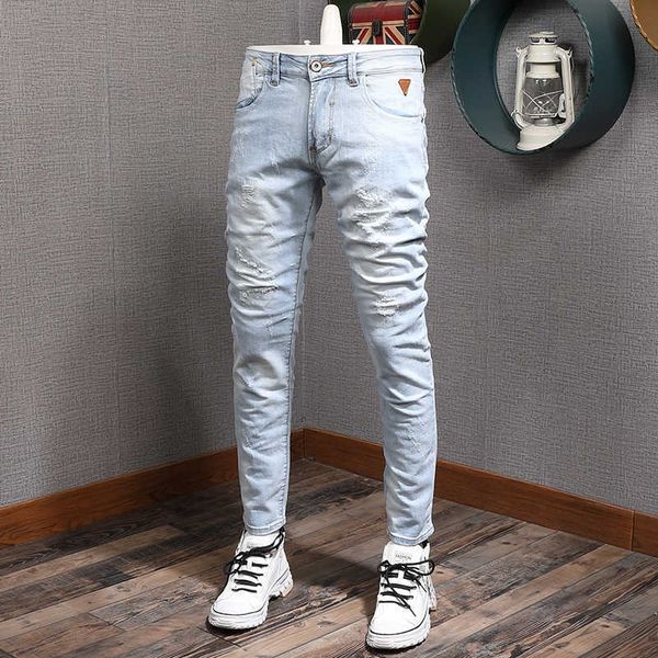 men's jeans ly designer fashion retro light blue elastic cotton ripped for korean style slim fit denim pencil pants jt3e
men's jeans ly designer fashion retro light blue elastic cotton ripped for korean style slim fit denim pencil pants jt3e