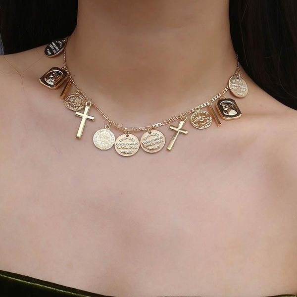 chokers european vintage coin cross pendant choker necklaces for women ladies geometric charms tassel necklace fashion jewelry xr1895, Golden;silver
chokers european vintage coin cross pendant choker necklaces for women ladies geometric charms tassel necklace fashion jewelry xr1895, Golden;silver