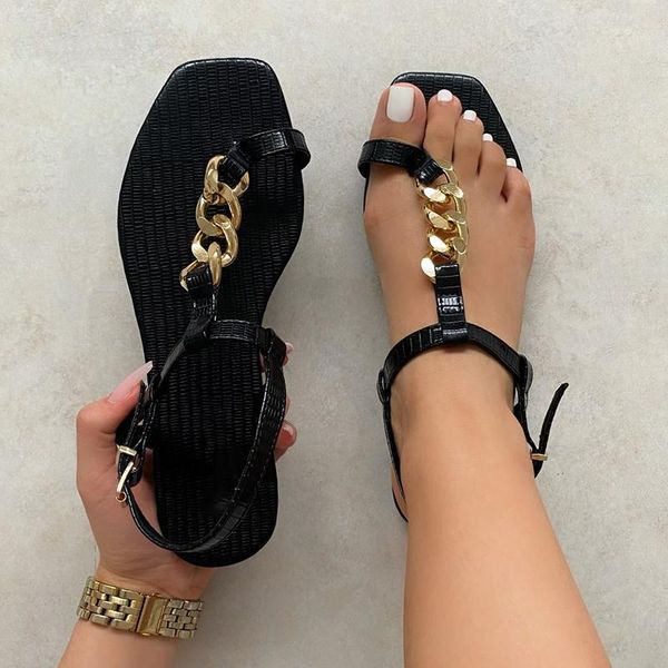 summer women chain thong sandals woman casaul buckle flats female beach shoes ladies comfortable footwear plus size 41, Black
summer women chain thong sandals woman casaul buckle flats female beach shoes ladies comfortable footwear plus size 41, Black