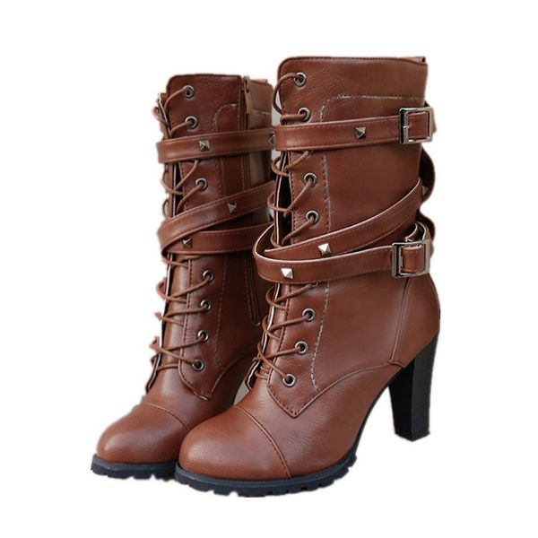 boots women shose boot leather bandage high heel spring autumn designers motorcycle mid-calf lady mujer size 35~43, Black
boots women shose boot leather bandage high heel spring autumn designers motorcycle mid-calf lady mujer size 35~43, Black