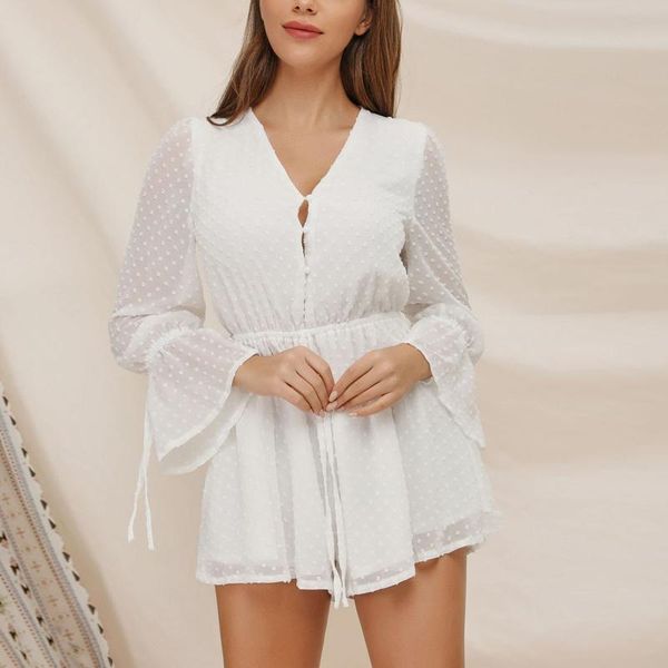 women's jumpsuits & rompers women chiffon v-neck long bell sleeve shorts jumpsuit playsuit for summer js24, Black;white
women's jumpsuits & rompers women chiffon v-neck long bell sleeve shorts jumpsuit playsuit for summer js24, Black;white