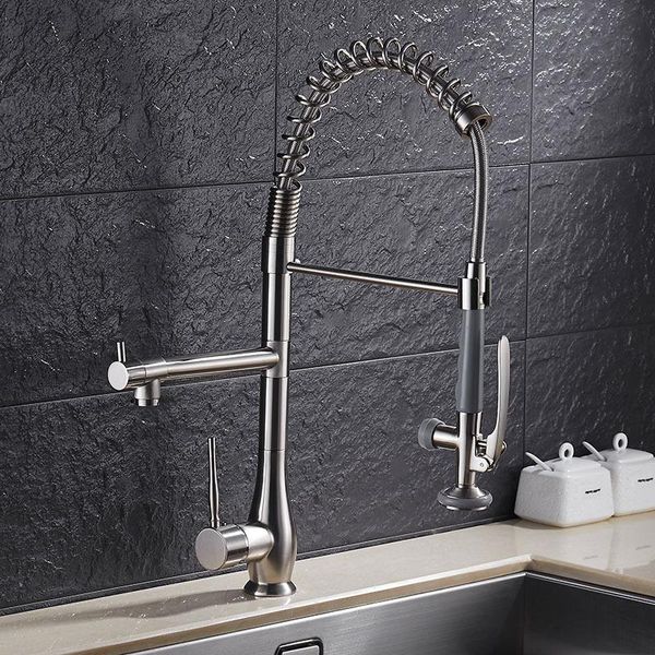 kitchen faucets brushed nickel brass double swivel spout spring sink faucet pull out tap down mixer
kitchen faucets brushed nickel brass double swivel spout spring sink faucet pull out tap down mixer
