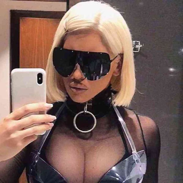 new trendy fashion oversize square women sun glass brand metal rivet sunglass one piece shad, White;black
new trendy fashion oversize square women sun glass brand metal rivet sunglass one piece shad, White;black