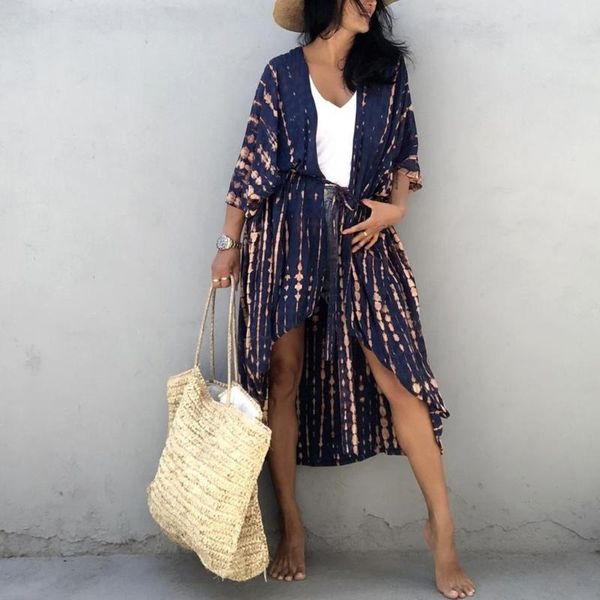 one-piece suits women swimsuit bikini cover up 3/4 sleeves tie-dye striped printed open front kimono cardigan belted waist beachwear
one-piece suits women swimsuit bikini cover up 3/4 sleeves tie-dye striped printed open front kimono cardigan belted waist beachwear