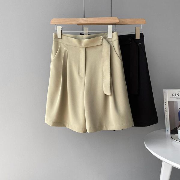 women's shorts suit wide leg women 2021 summer straight high waist slim black pants, White;black
women's shorts suit wide leg women 2021 summer straight high waist slim black pants, White;black