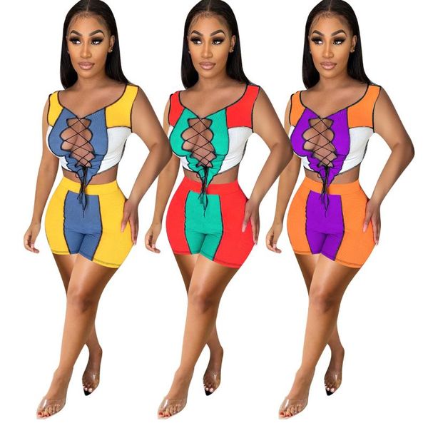 women's tracksuits donsignet women shorts outfits summer conjunto feminino crop strap rib splicing sports leisure set two piece, Gray
women's tracksuits donsignet women shorts outfits summer conjunto feminino crop strap rib splicing sports leisure set two piece, Gray