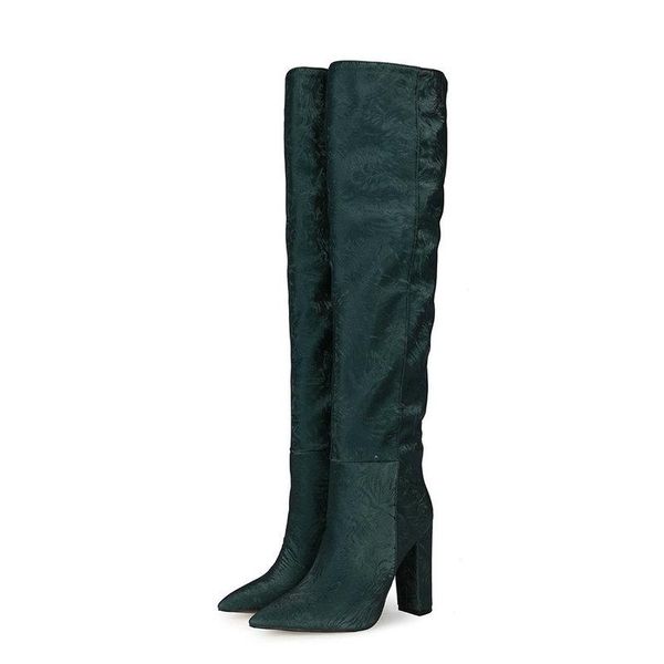 boots autumn winter silk women knee high fashion slip on square heel over the ladies pointed toe shoes, Black
boots autumn winter silk women knee high fashion slip on square heel over the ladies pointed toe shoes, Black