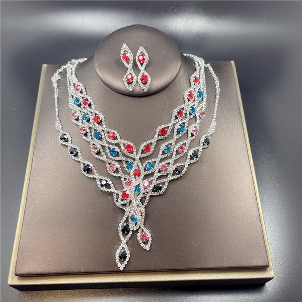 earrings & necklace handmade crystal bridal wedding jewelry sets women six-color rhinestone set bridesmaid dress accessories, Silver
earrings & necklace handmade crystal bridal wedding jewelry sets women six-color rhinestone set bridesmaid dress accessories, Silver