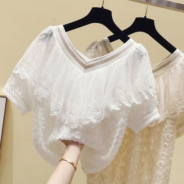 summer new falbala splicing v-neck thin chiffon unlined upper garment of female design sense of western style sweet show thin co 210317, White
summer new falbala splicing v-neck thin chiffon unlined upper garment of female design sense of western style sweet show thin co 210317, White