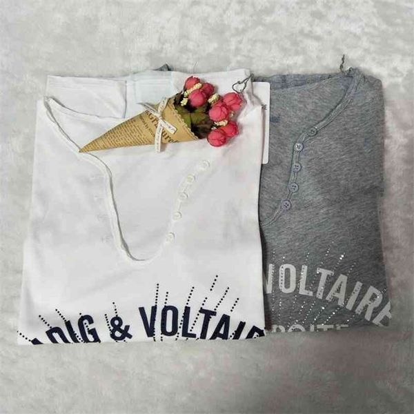 women tshirt spring summer women short sleeve t-shirt with letter print rhinestones and buttons 210322, White
women tshirt spring summer women short sleeve t-shirt with letter print rhinestones and buttons 210322, White