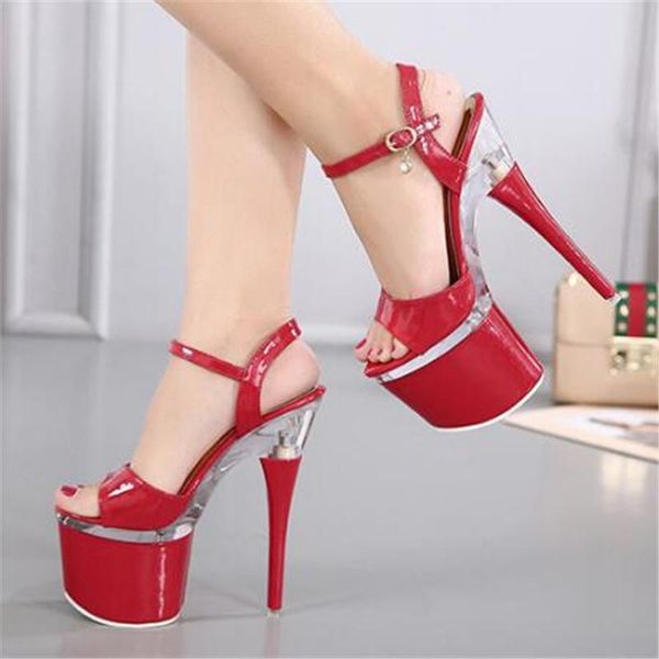 size 34-43 summer women's 17.5cm super high heel sandals 7cm platform model catwalk pumps nightclub stripper stilettos, Black
size 34-43 summer women's 17.5cm super high heel sandals 7cm platform model catwalk pumps nightclub stripper stilettos, Black