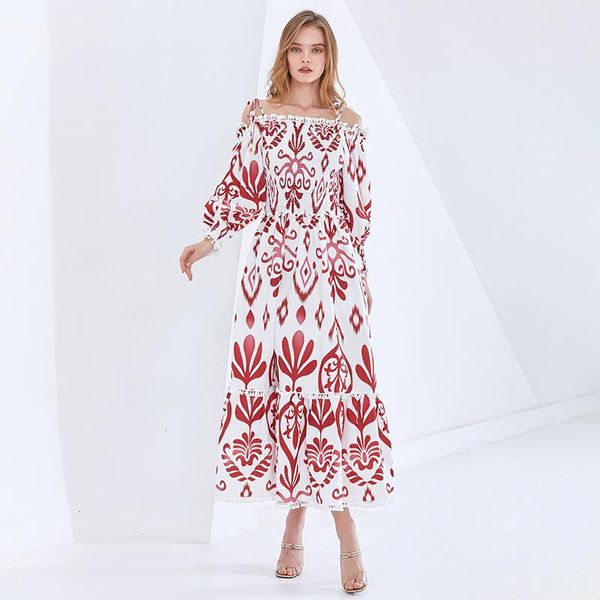 casual dresses maxi elegant for female slash neck long sleeve high waist print red dress fashion clothes spring, Black;gray
casual dresses maxi elegant for female slash neck long sleeve high waist print red dress fashion clothes spring, Black;gray