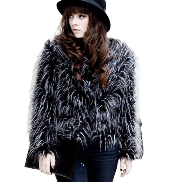 women's fur & faux gamporl coat fluffy warm winter clothes fashionable ladies v-neck jacket soft long-haired with lining, Black
women's fur & faux gamporl coat fluffy warm winter clothes fashionable ladies v-neck jacket soft long-haired with lining, Black