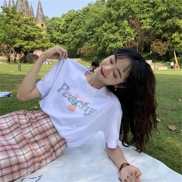 letter print short-sleeved t-shirt women's spring 2021 korean version loose white all-match bottoming shirt with n048
letter print short-sleeved t-shirt women's spring 2021 korean version loose white all-match bottoming shirt with n048