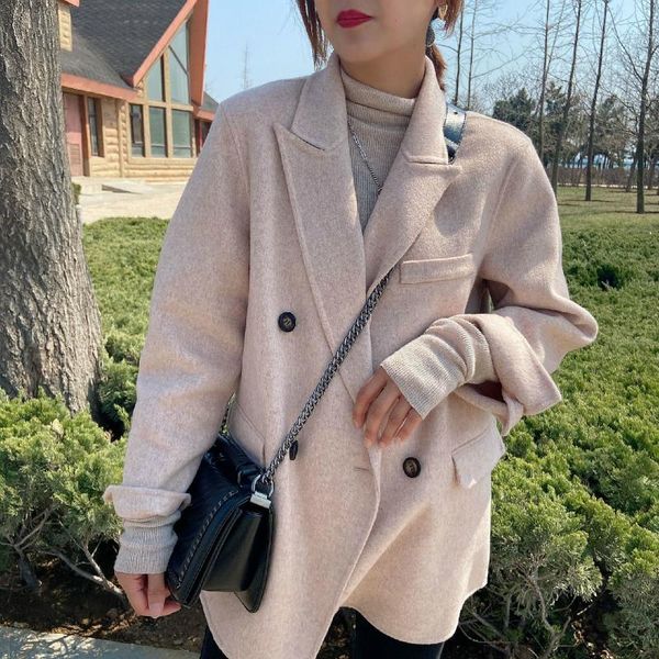 women's wool & blends 2021 autumn korean handmade double breasted short 100% coat women casual loose plus size woolen overcoat blazers, Black
women's wool & blends 2021 autumn korean handmade double breasted short 100% coat women casual loose plus size woolen overcoat blazers, Black