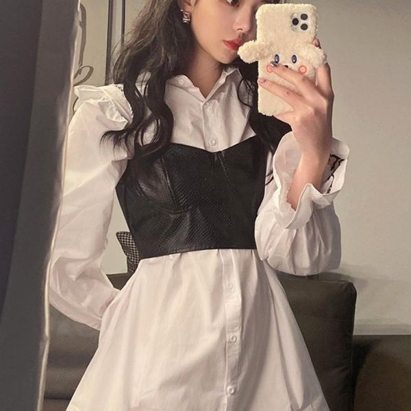 casual dresses sweet elegant summer dress women vintage korean solid kawaii shirt female designer pretty party chic 2021, Black;gray
casual dresses sweet elegant summer dress women vintage korean solid kawaii shirt female designer pretty party chic 2021, Black;gray