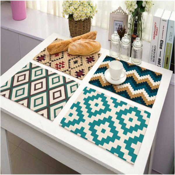 mats & pads 4 pieces placemats for table el cotton linen geometric pattern rectangle 43*32cm
mats & pads 4 pieces placemats for table el cotton linen geometric pattern rectangle 43*32cm