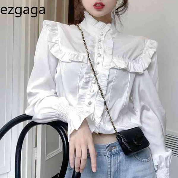 ezgaga elegant blouse women flare sleeve ruffled single breasted sweet spring fashion ladies shirts korean chic blusas 210430, White
ezgaga elegant blouse women flare sleeve ruffled single breasted sweet spring fashion ladies shirts korean chic blusas 210430, White