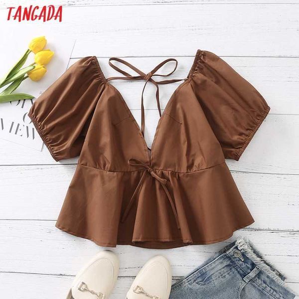 tangada women retro coffee backless crop shirt short sleeve summer chic female slim shirt da59 210609, White
tangada women retro coffee backless crop shirt short sleeve summer chic female slim shirt da59 210609, White