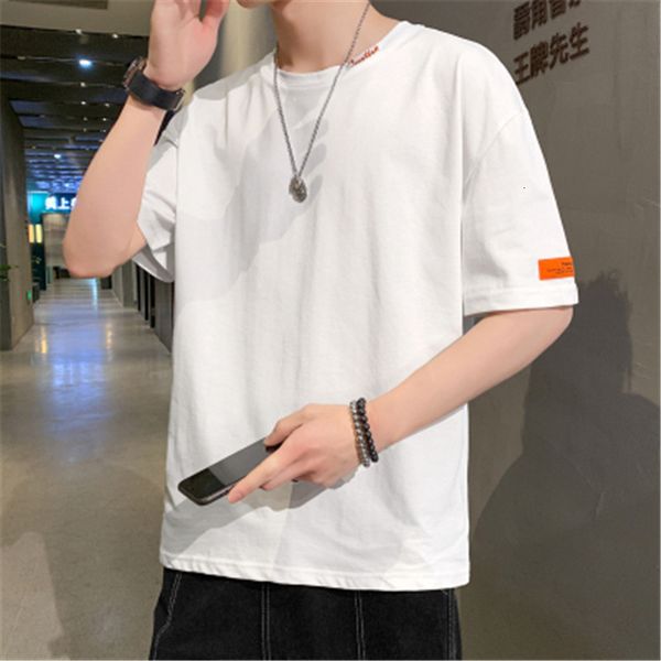 luxury t-shirts short t-shirt men's summer versatile round neck half sleeve solid color trend loose cotton bottomed top, Black 
luxury t-shirts short t-shirt men's summer versatile round neck half sleeve solid color trend loose cotton bottomed top, Black
