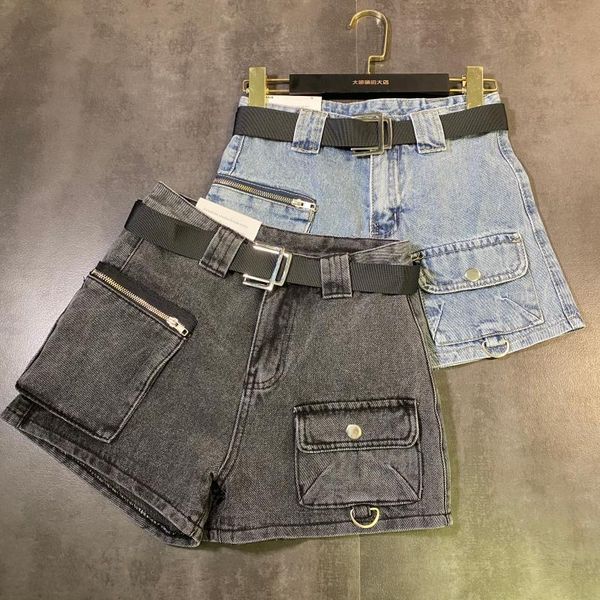 pocket design denim shorts women zipper belt wash women's fashion pant, White;black
pocket design denim shorts women zipper belt wash women's fashion pant, White;black