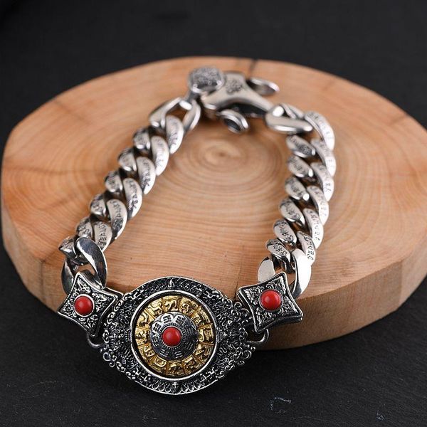 link, chain 100% pure 925 sterling silver for women men buddha zodiac mantra vajra friendship bracelet bangle fine jewelry, Black
link, chain 100% pure 925 sterling silver for women men buddha zodiac mantra vajra friendship bracelet bangle fine jewelry, Black