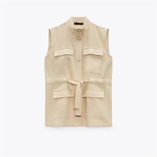 women vintage tooling style casual drawstring vest female fashion stand collar single-breasted sleeveless chic 210531, Black;white
women vintage tooling style casual drawstring vest female fashion stand collar single-breasted sleeveless chic 210531, Black;white