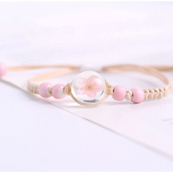 simple little fresh glass ball dry flower bracelet, Black
simple little fresh glass ball dry flower bracelet, Black